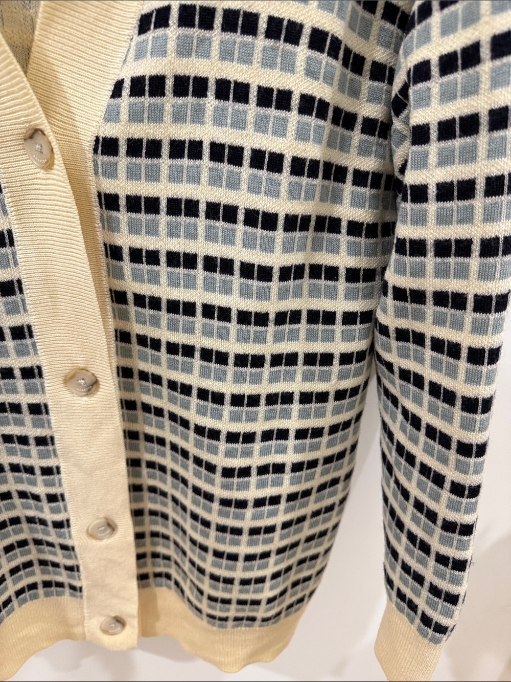 Babaton Cream and Black Grid Button-Front Cardigan - Picture 5 of 6